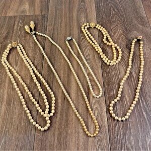 Lot of 5 Vintage Estate Sale Find Faux Pearl Bead Necklaces Various Lengths
